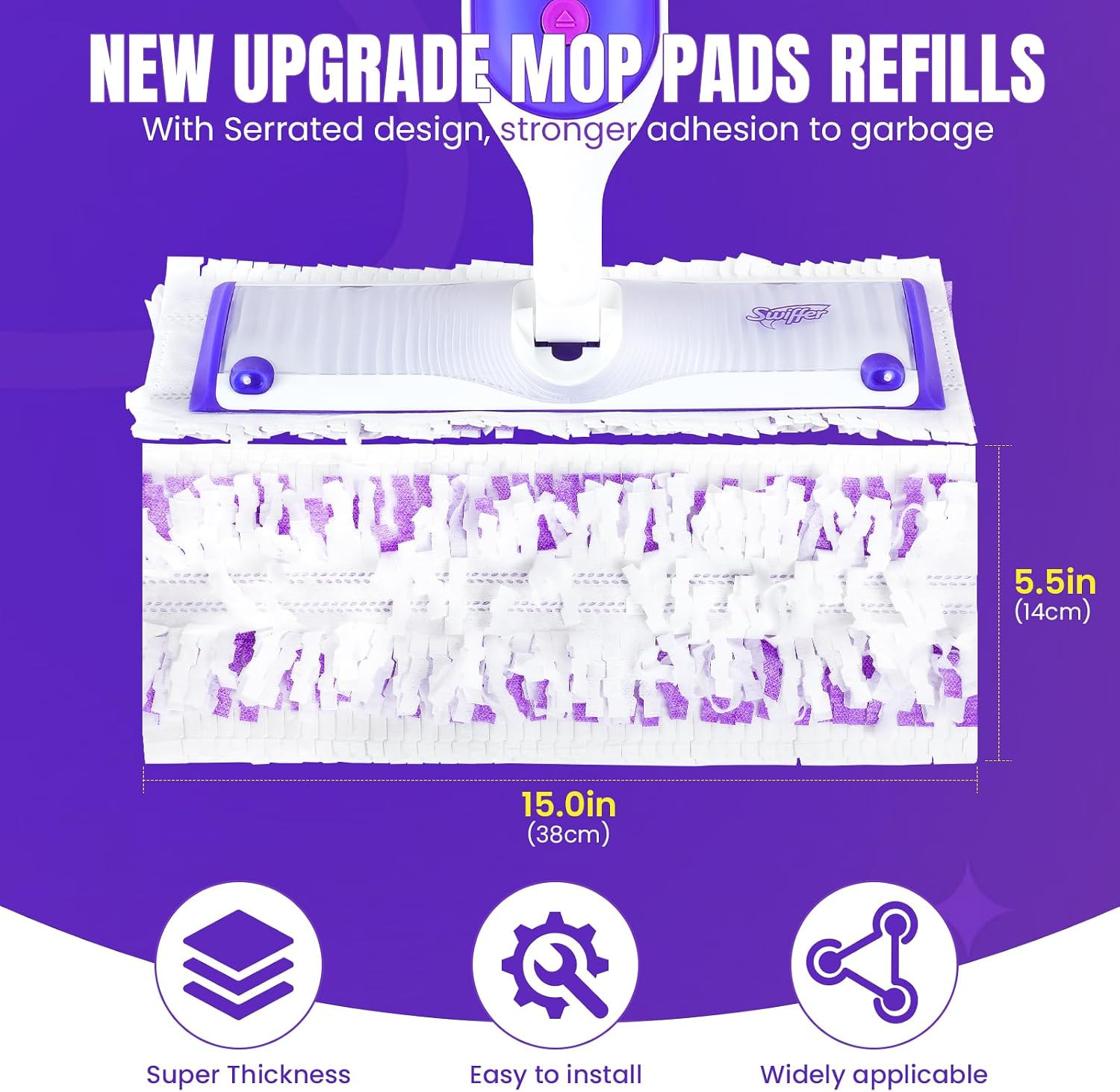 100 Pcs Power Mop Pads for Swiffer Powermop 500+ Strips Multi-Surface Refill