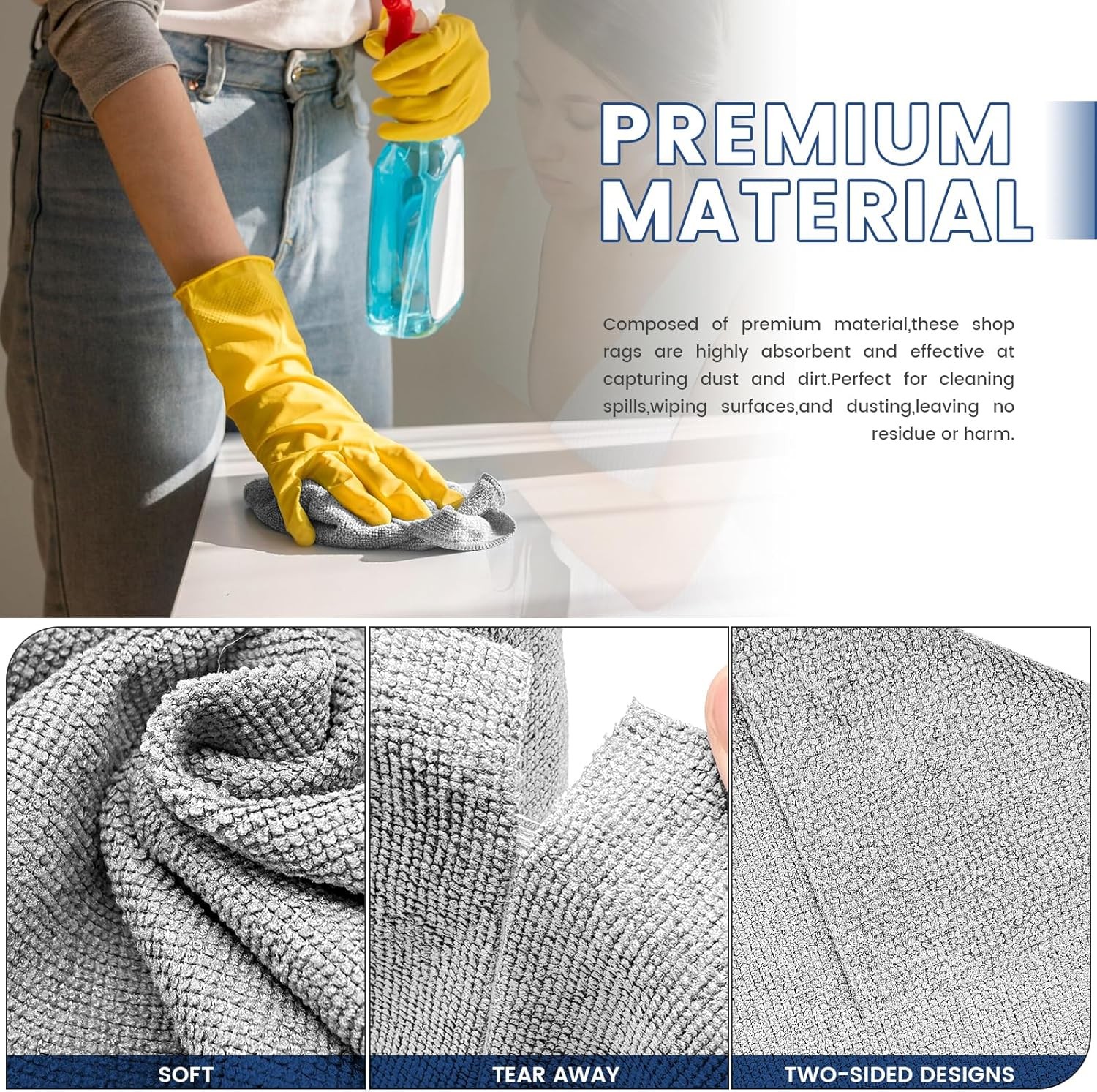 75 Pack Microfiber Cleaning Cloth Roll,Reusable Washable Ultra Tear Away