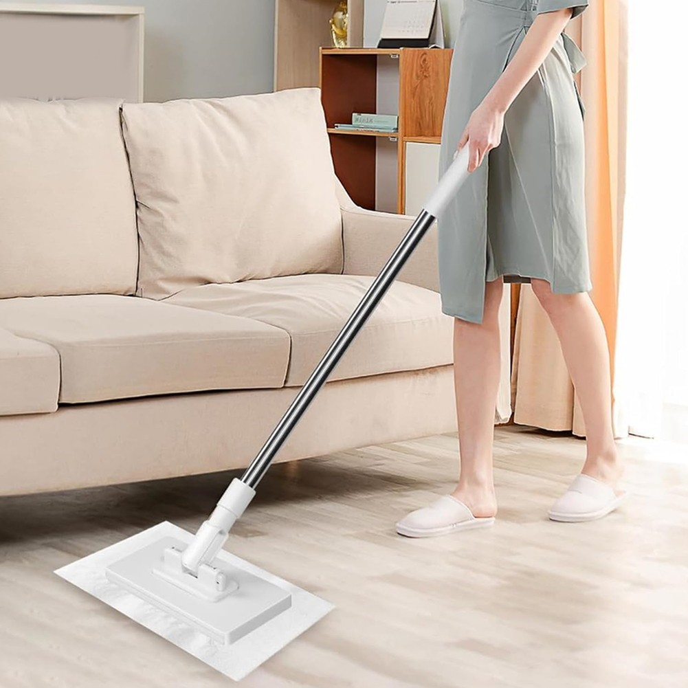 Disposable Dust Mop with 39 Inch Long Handle for Easy Reach Floor Cleaning