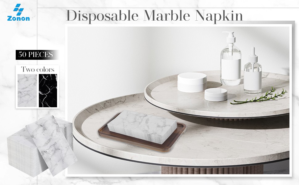 50 Pcs Black Marble Guest Towel Disposable Bathroom Paper Napkins Decorative