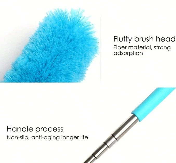 Retractable Stainless Steel Microfiber Duster for Household Dust Removal