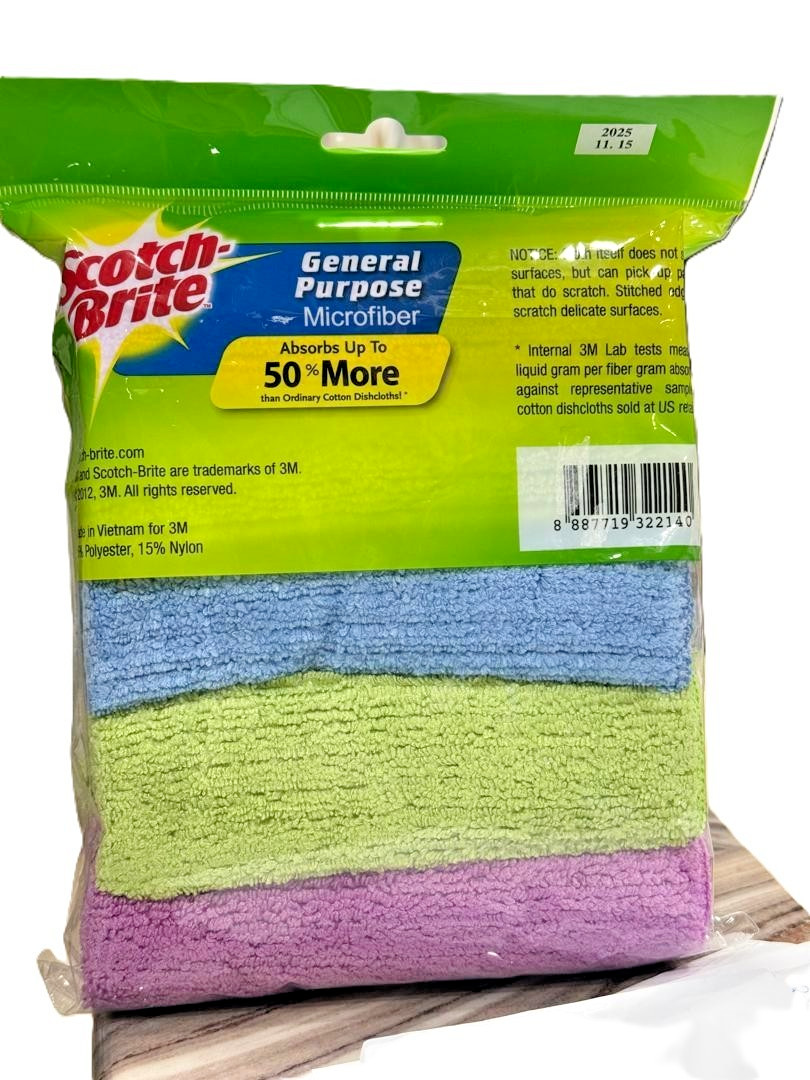 3M Scotch-Brite General Purpose Microfiber Cloths Cleaning Towels 5 in 1 -1 Pack