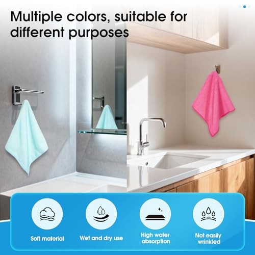 Microfiber Cleaning Cloth,12 Pack Cleaning Rags, Green/Blue/Yellow/Pink