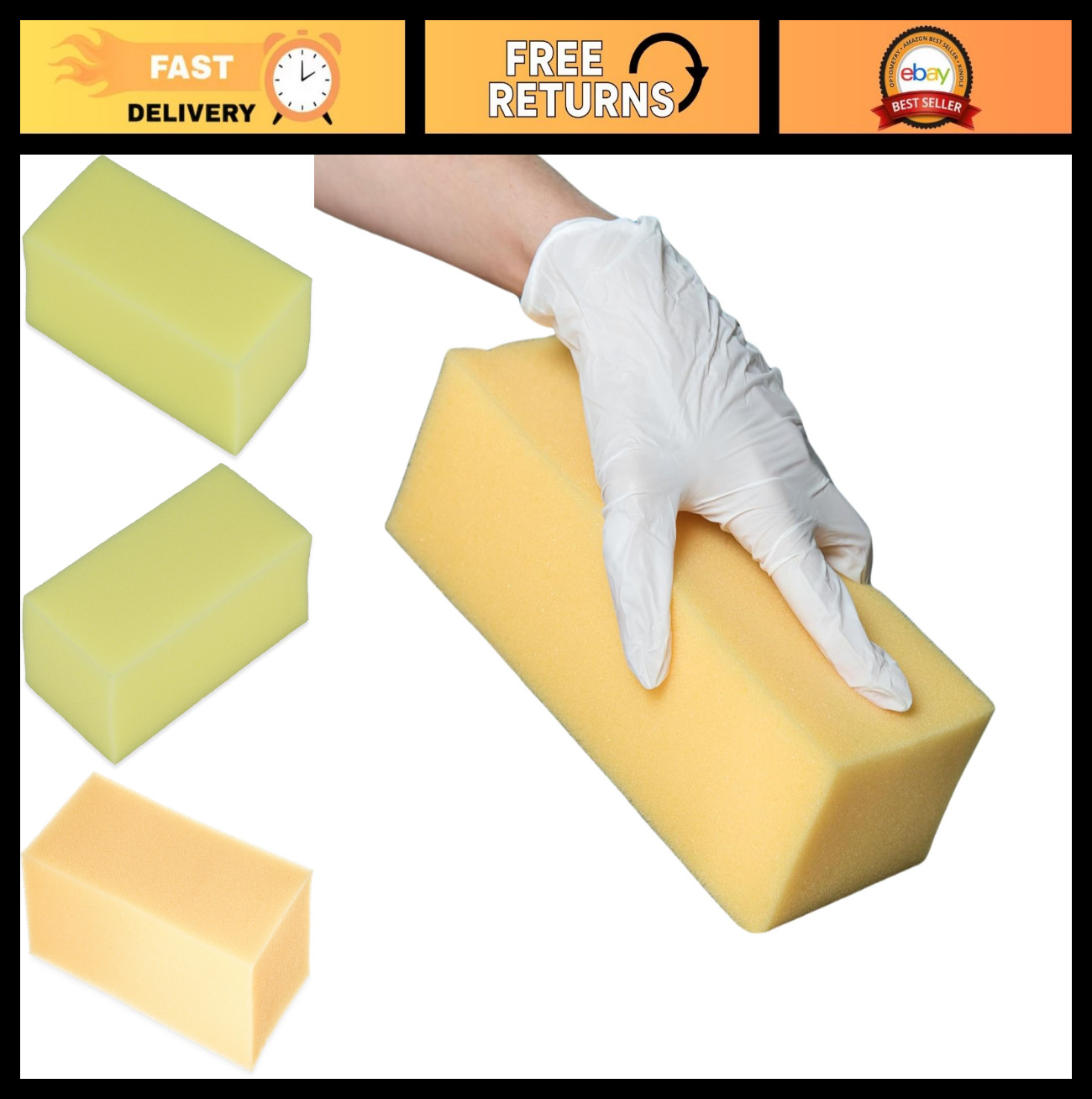 Extra Large Commercial Sponge 8.25″ Yellow – Case of 24, Heavy-Duty Cleaning Too