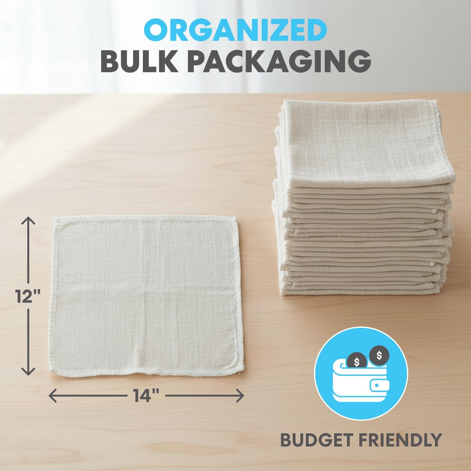 Simpli Magic Cotton Shop Towels 14 x12 (145 Pack) Reusable Cleaning Shop Rags