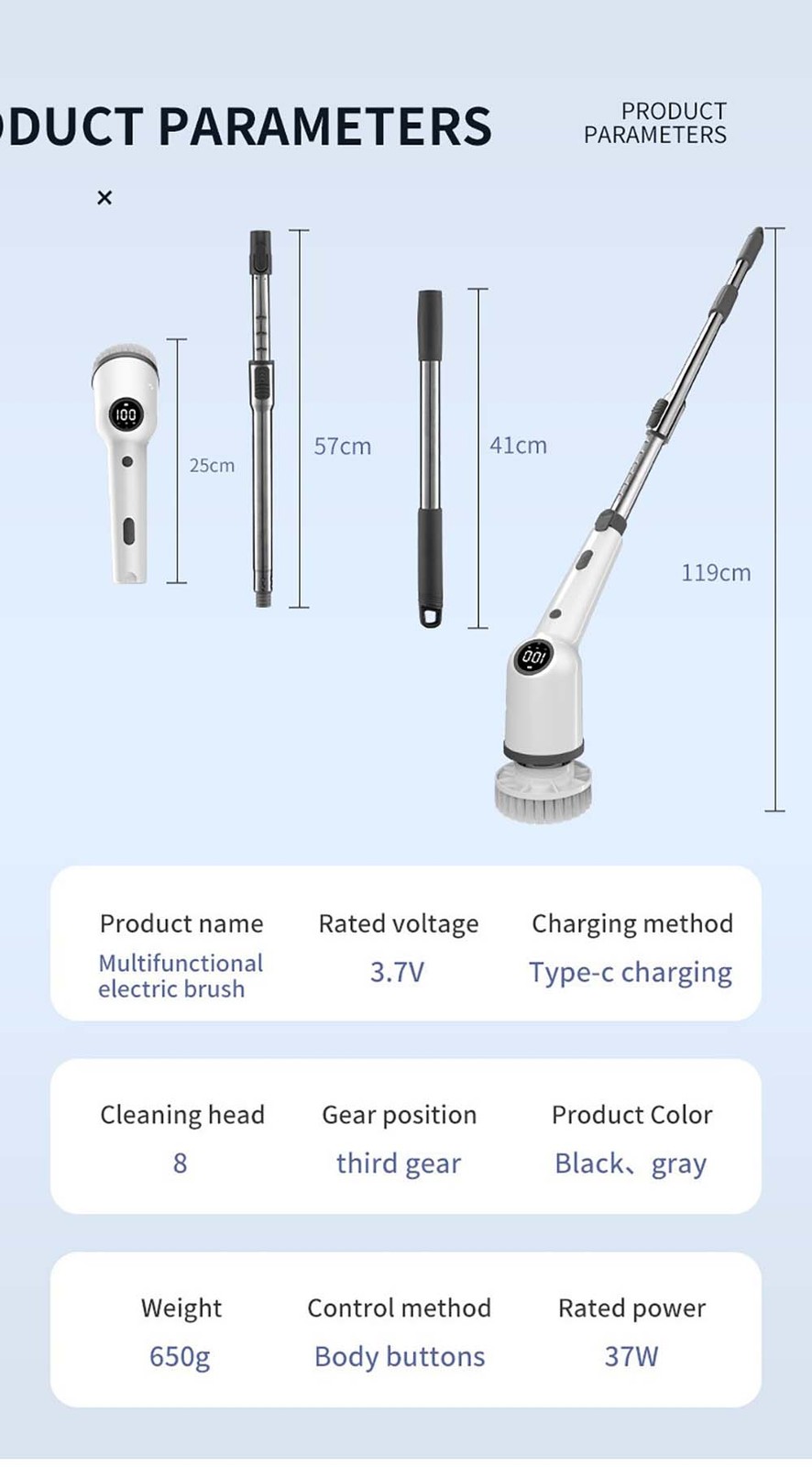 Lightweight Ergonomic Adjustable Intuitive Handheld Wireless 9‑in‑1 Electric Mop