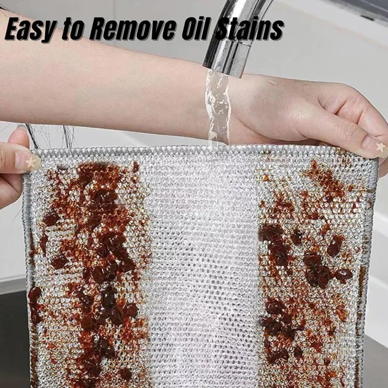 Double Sided Wire Dishcloth Kitchen Scrubber Steel Cleaning Scouring Pad