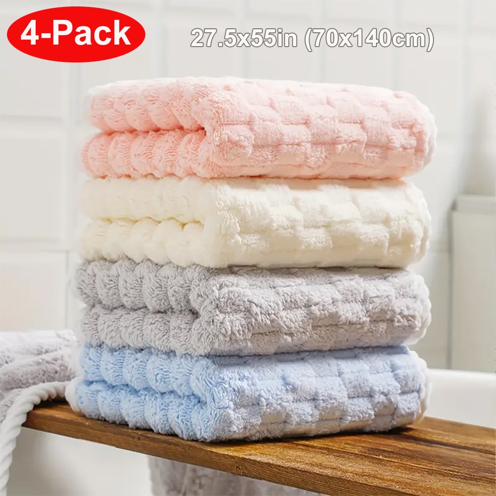 4 Pack Luxury Microfiber Bath Towels Set Soft Absorbent Quick-Dry Lightweight US