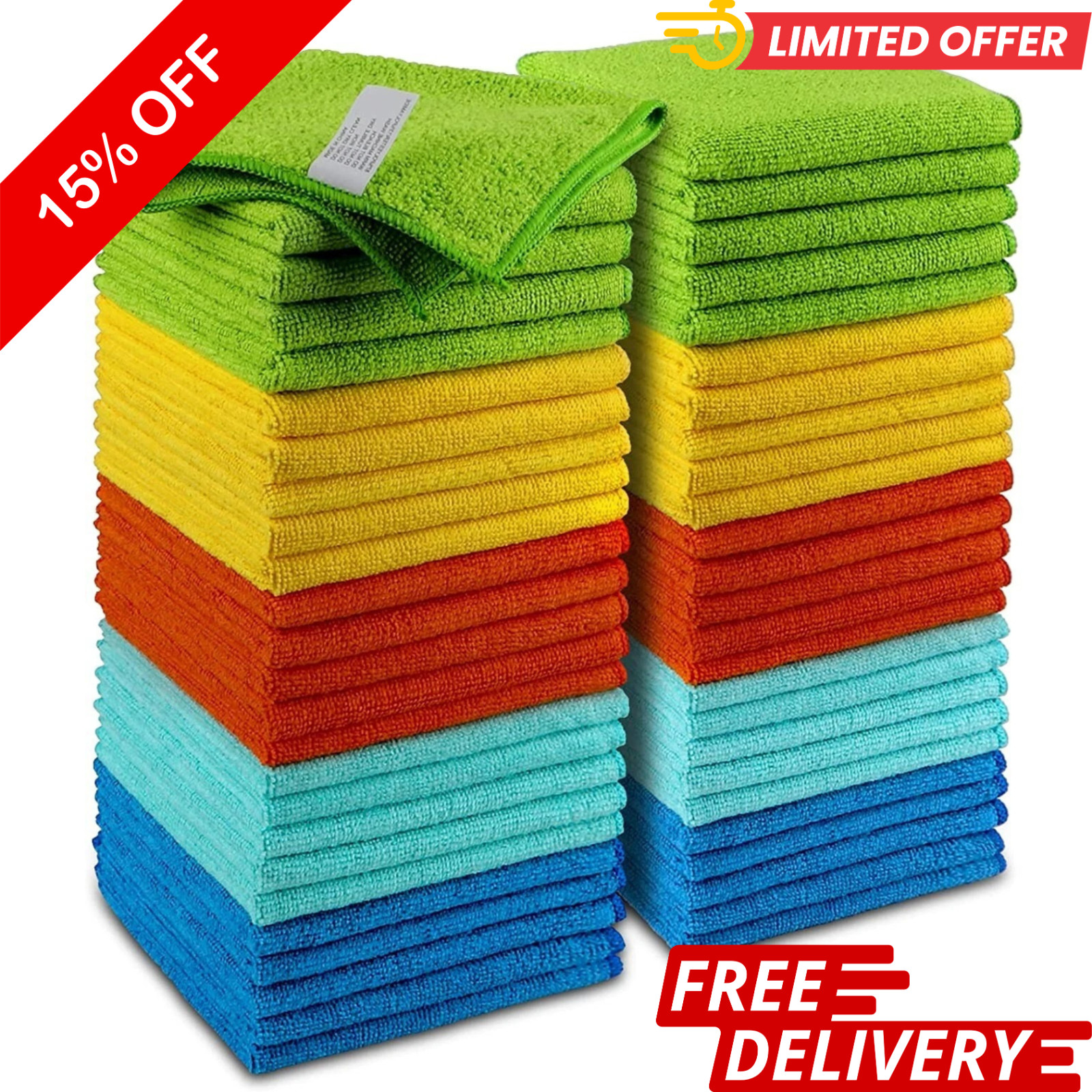 Microfiber Cleaning Cloth Set of 50 Towel Rag Car Polishing Detailing No-Scratch