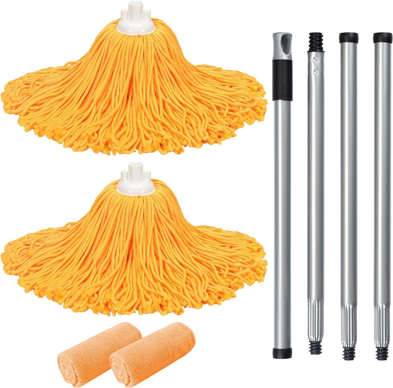 Microfiber Mop with 54″ Stainless Steel Spin Handle Incl. 2Pcs Microfiber Cloth