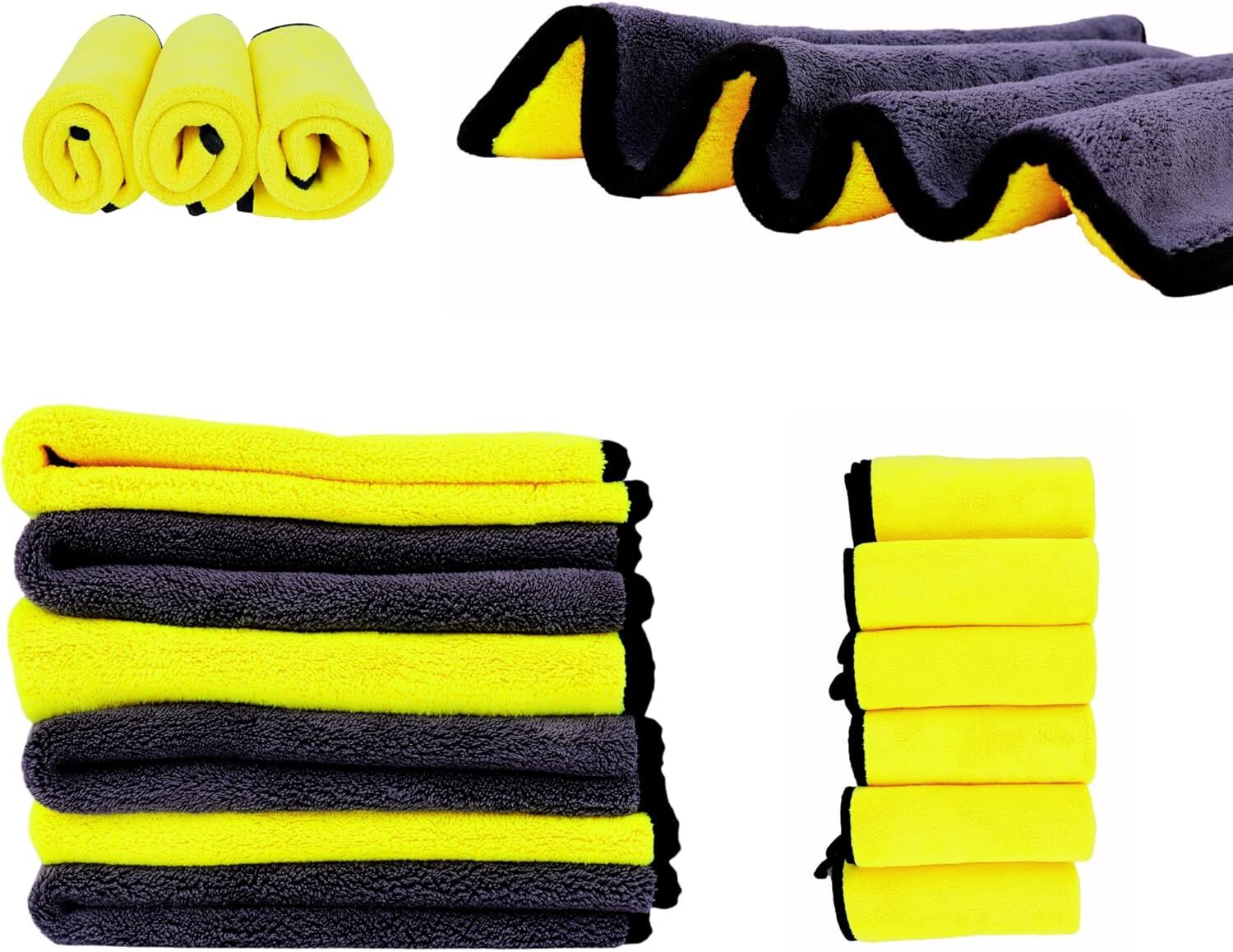 Yellow 10X Car Wash Microfiber Towel 24×12” Cleaning Drying Car Care Soft Cloth