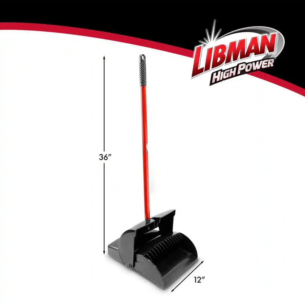 Libman Closed Lid Lobby Heavy Duty Cleaning Dustpan with Long Steel Handle