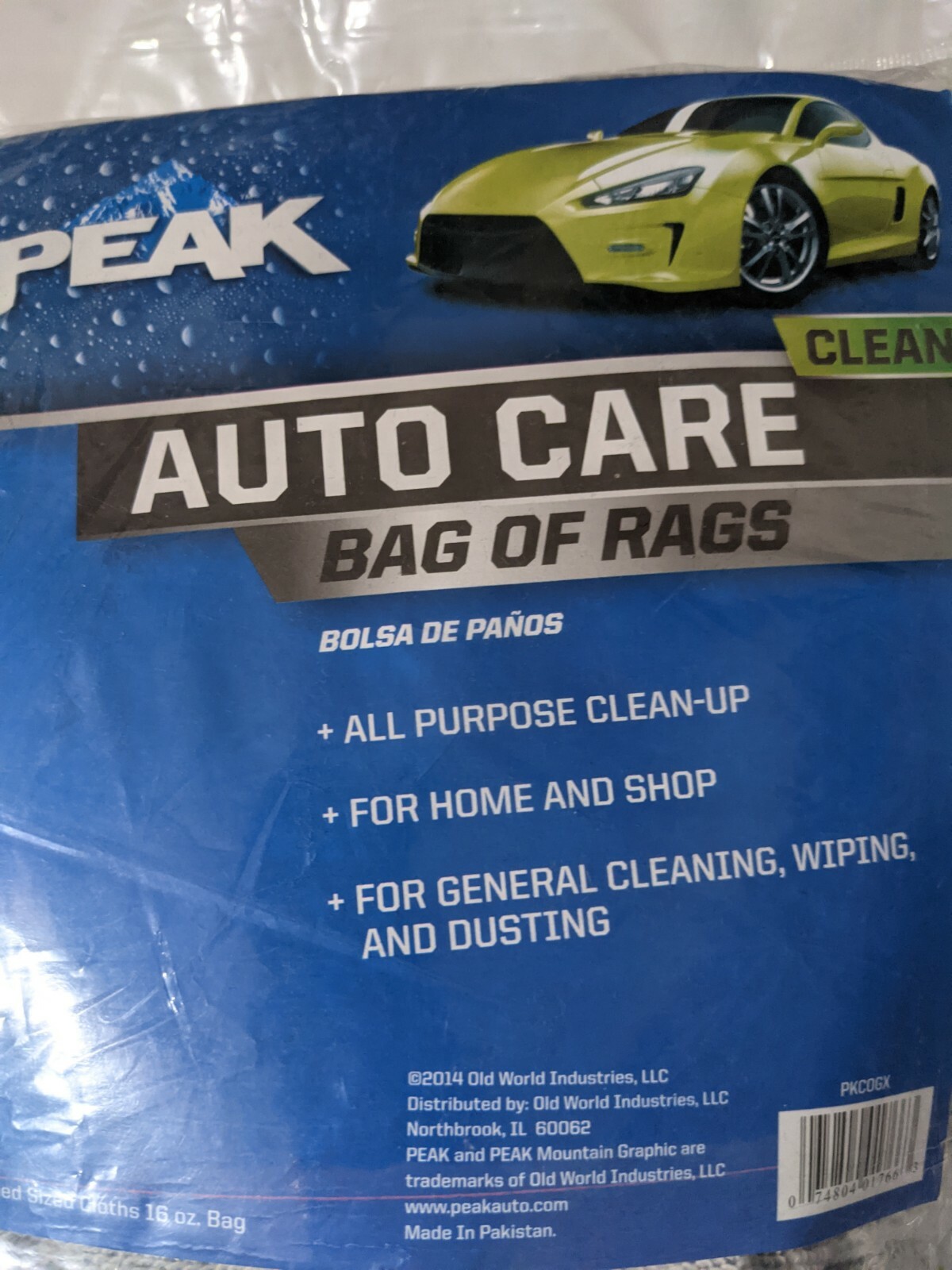 Peak Auto Care Bag of Rags Household Shop Cleaning Supplies