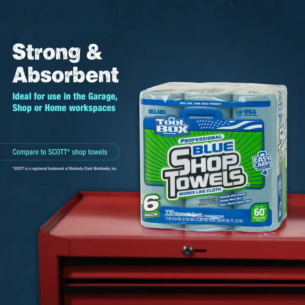 Z400 Blue 55-Count Roll of Shop Towel Cleaning Wipes (6-Pack)