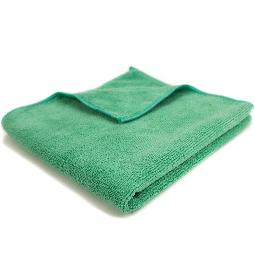 16 In. X 16 In. General Purpose Microfiber Cleaning Cloth in Green (12-Pack)