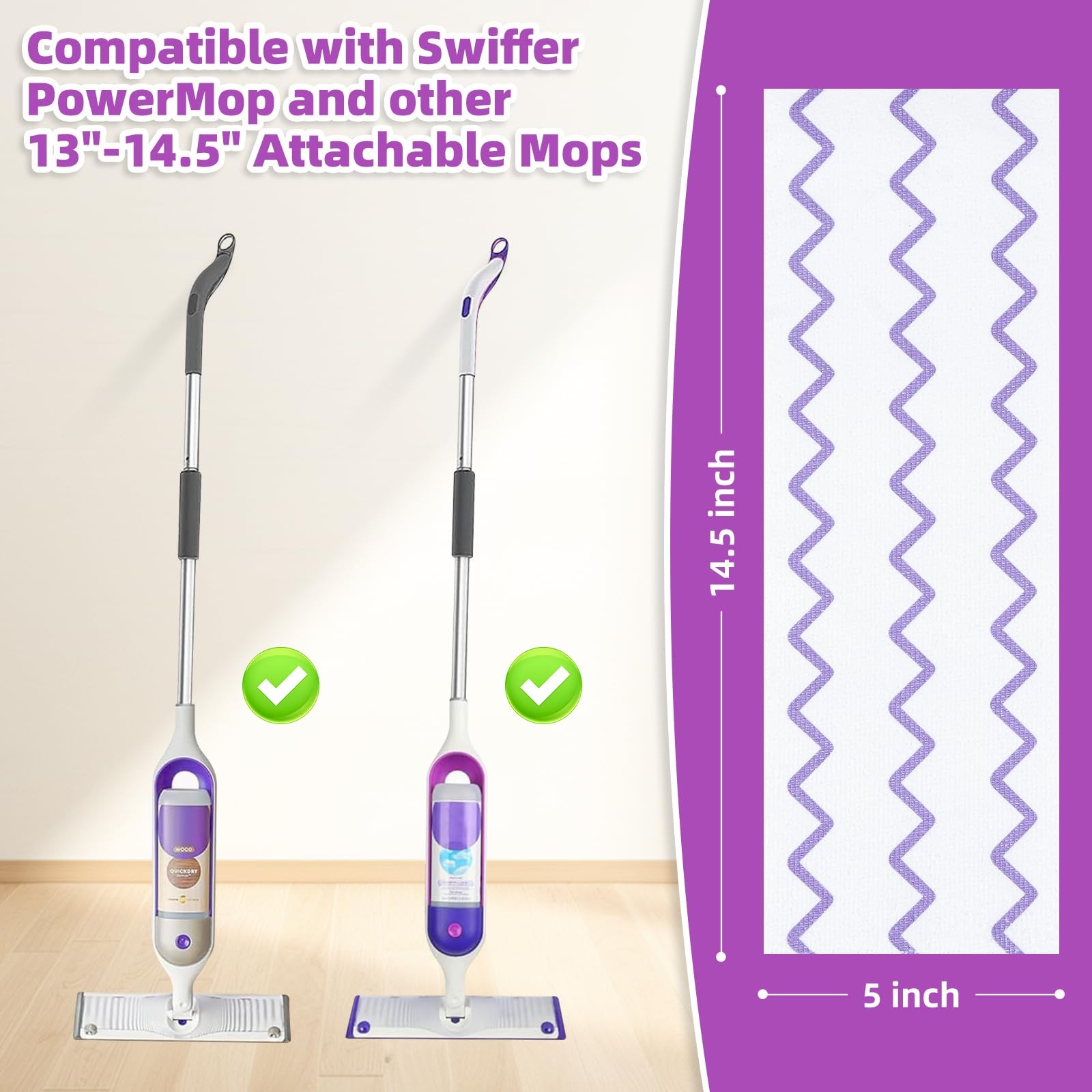 50 Count Microfiber Mop Pads Compatible with Swiffer Powermop, Disposable or …