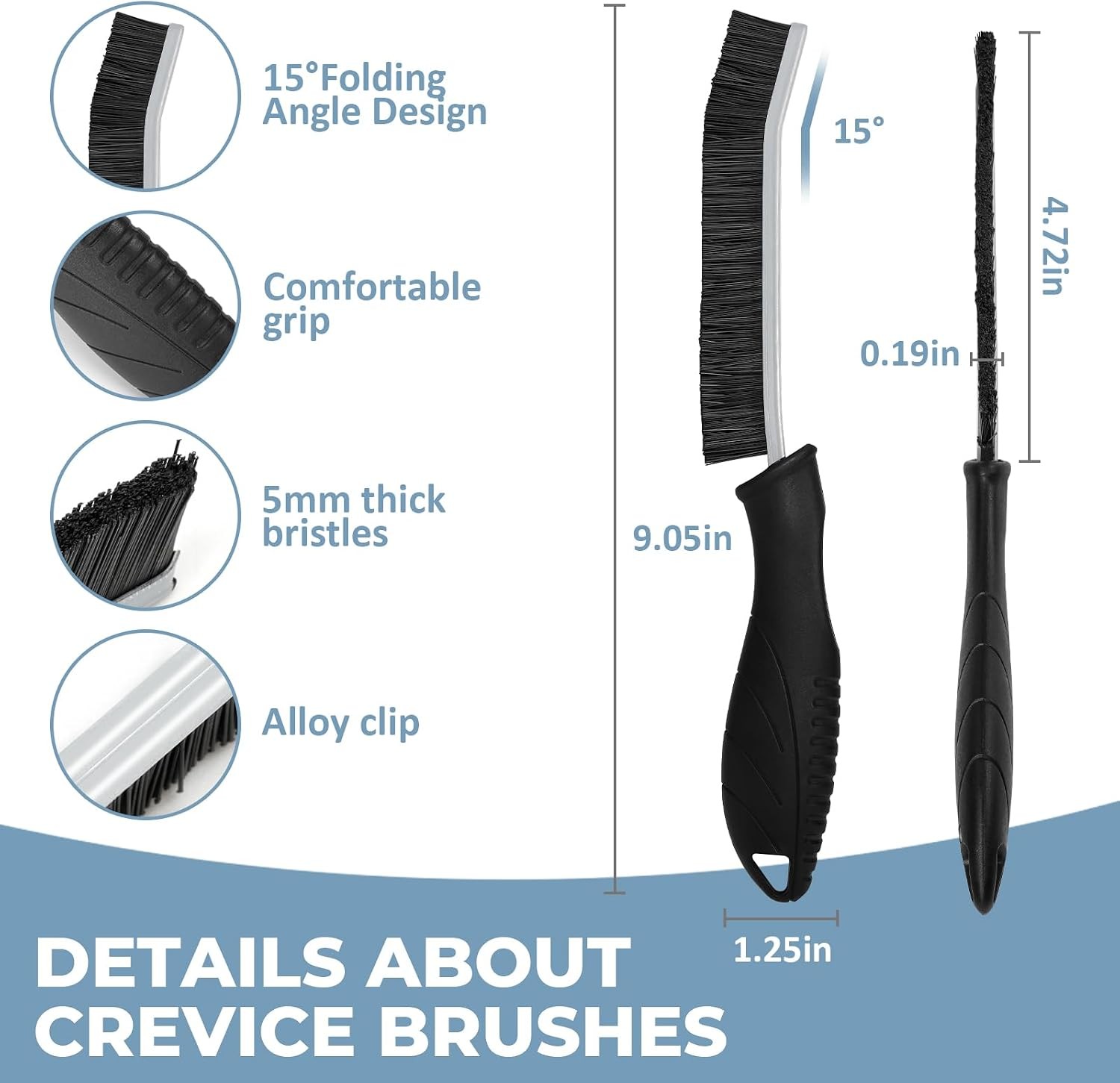 Cleaning Brush Set 3 Pcs with Soft Bristle and Hard Bristle Crevice | Grout