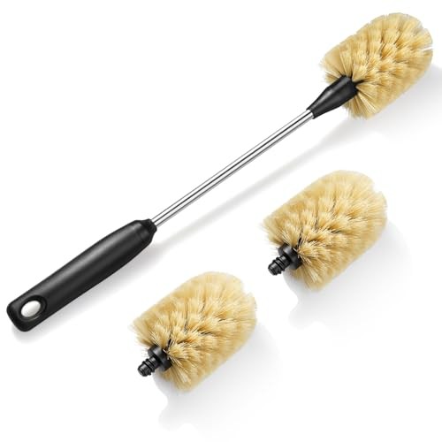 Water Bottle Cleaning Brush with 2 Replaceable Heads, 15 Inch ( Pack of 1)