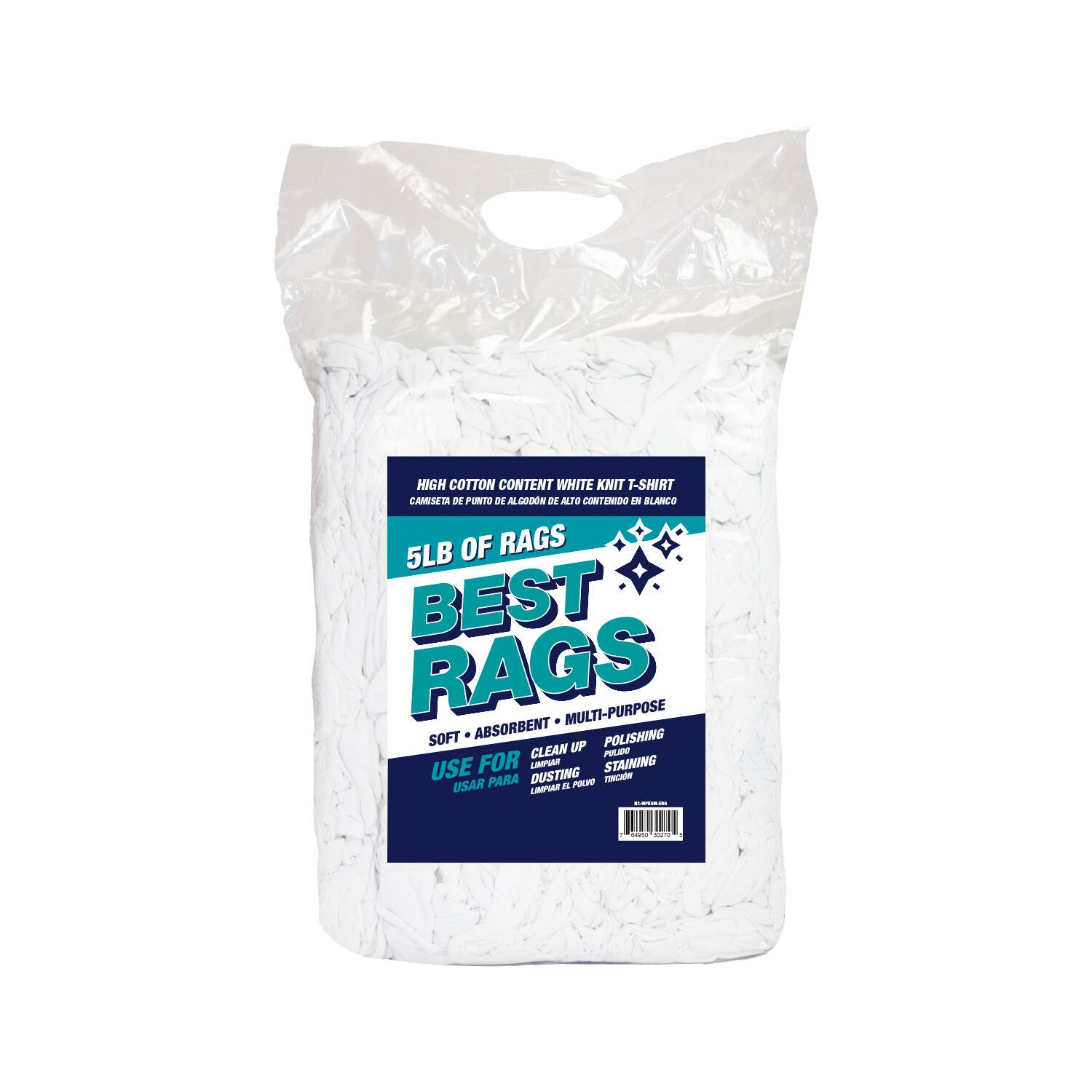 White Knit Cleaning Rags – Premium T-Shirt Absorbent Multipurpose, Size Options