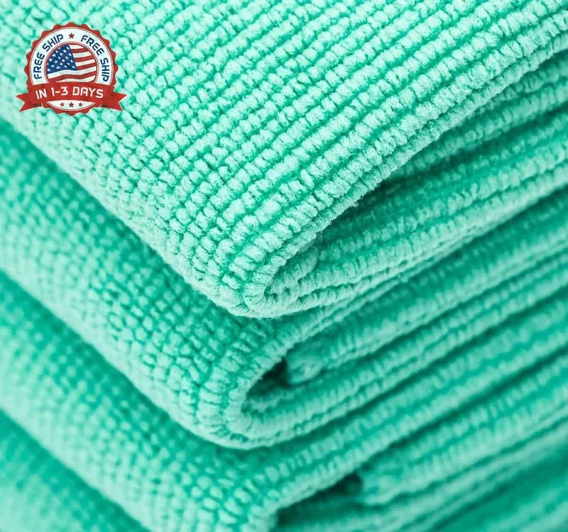 Heavy-Duty Microfiber Towels 320gsm 16×16 Inch Green 12 Pack for Ceramic Coating