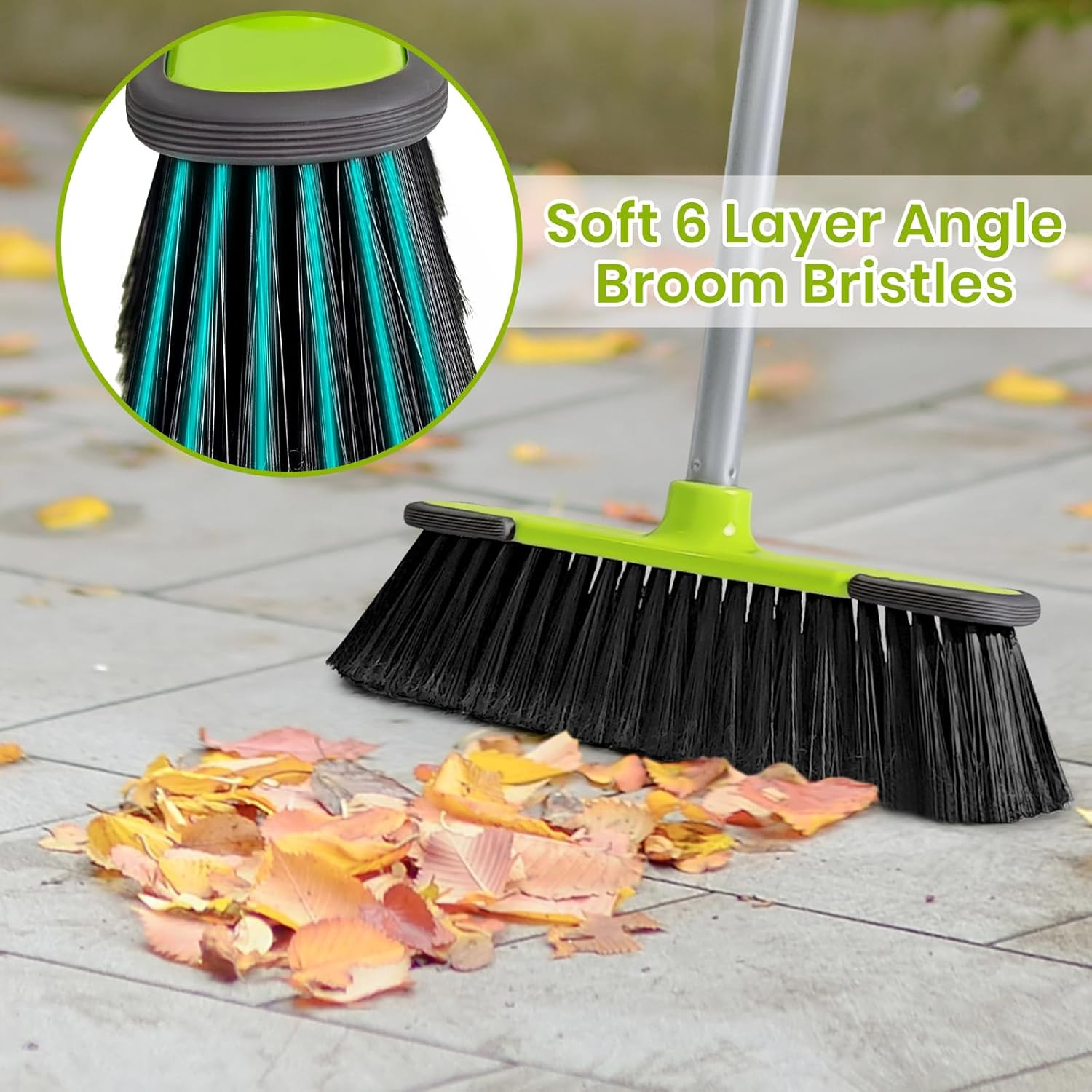 Green Indoor Broom 54″ Long Handle House for Floor Cleaning