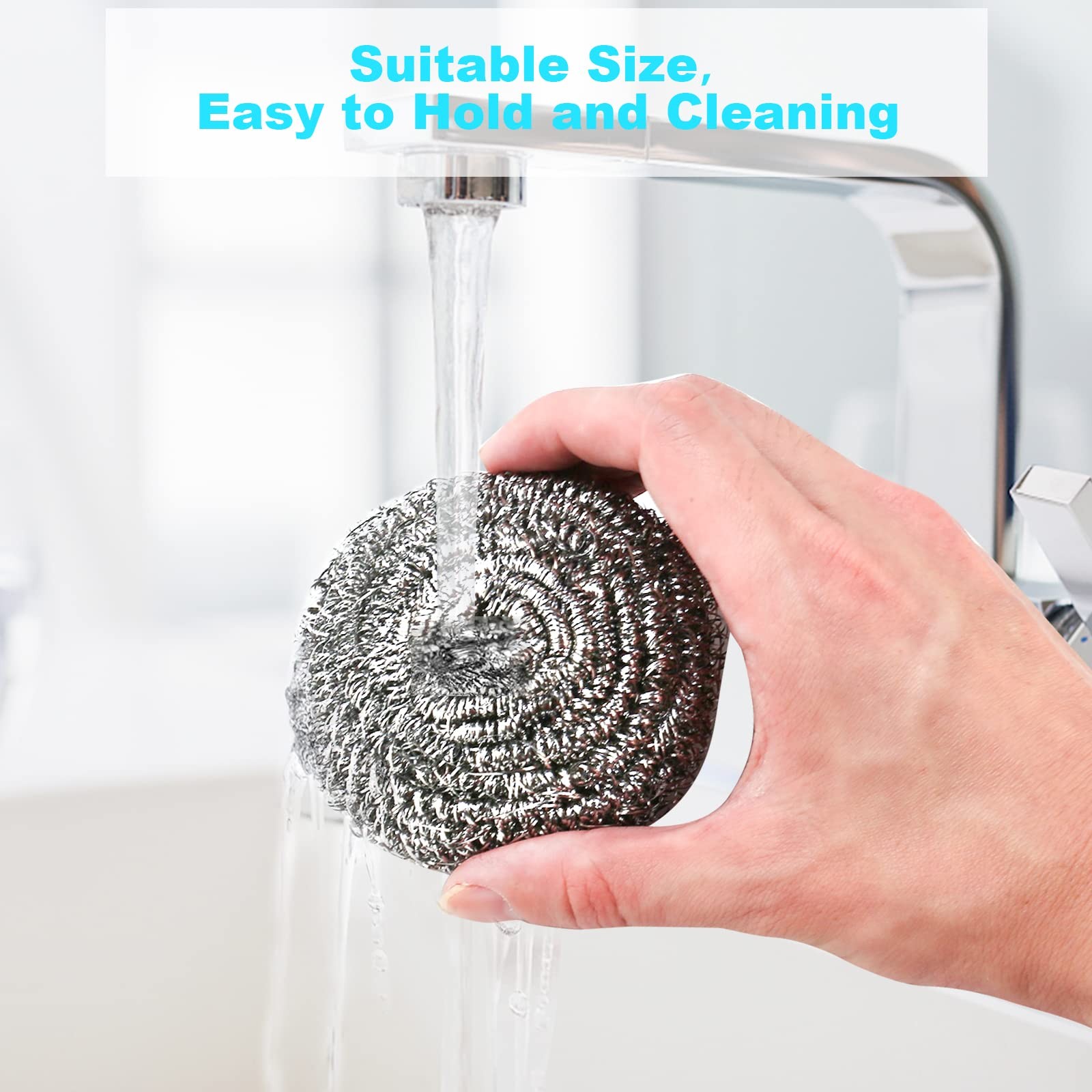 15 Pack Steel Wool Scrubber, Metal Kitchen Scrubbing Sponges, Dishwashing Sco…