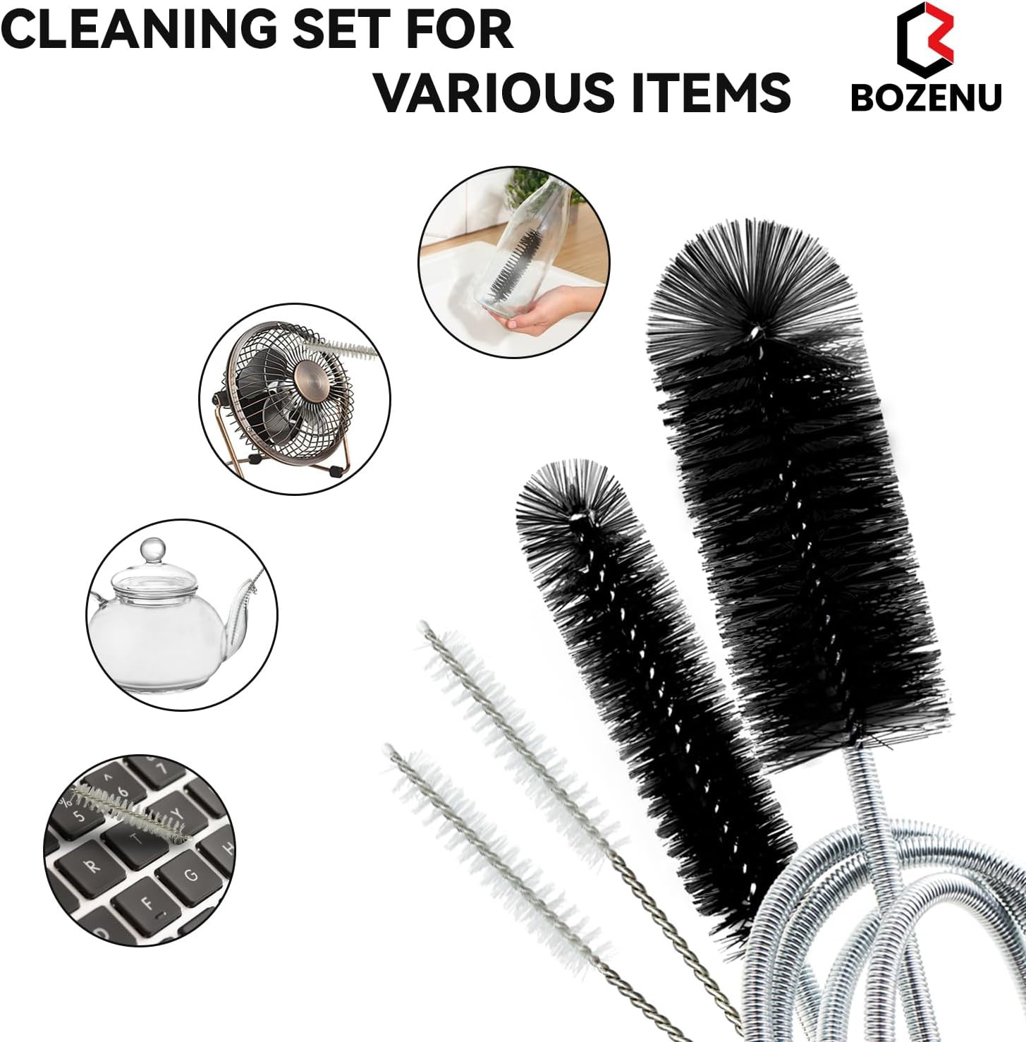 Flexible Drain Brush, 66 Inch Long Double Ended Hose Pipe Cleaners and 58 Inch