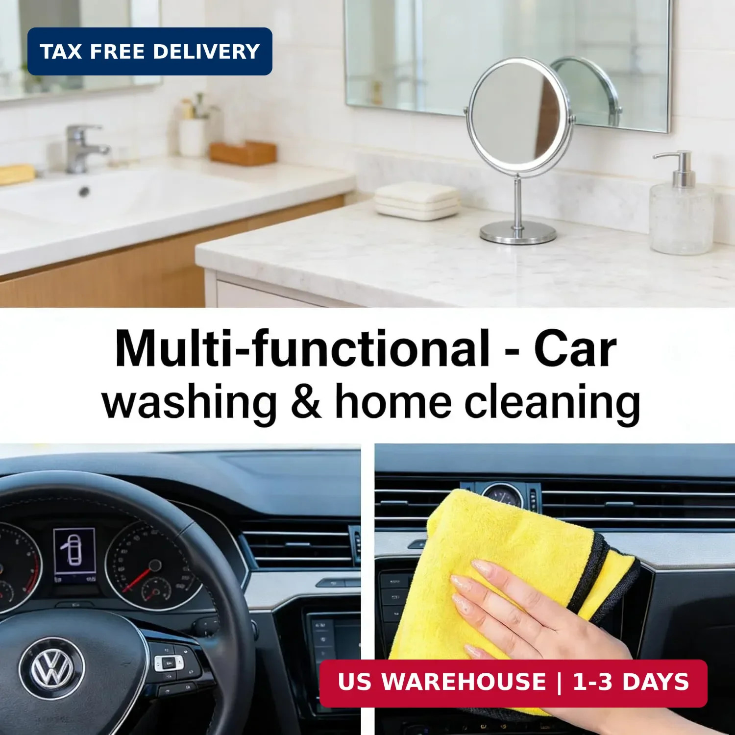 Car Microfiber Towel 800GSM – 1-Pack Lint-Free Cloth for Car Drying/Polishing,Sc