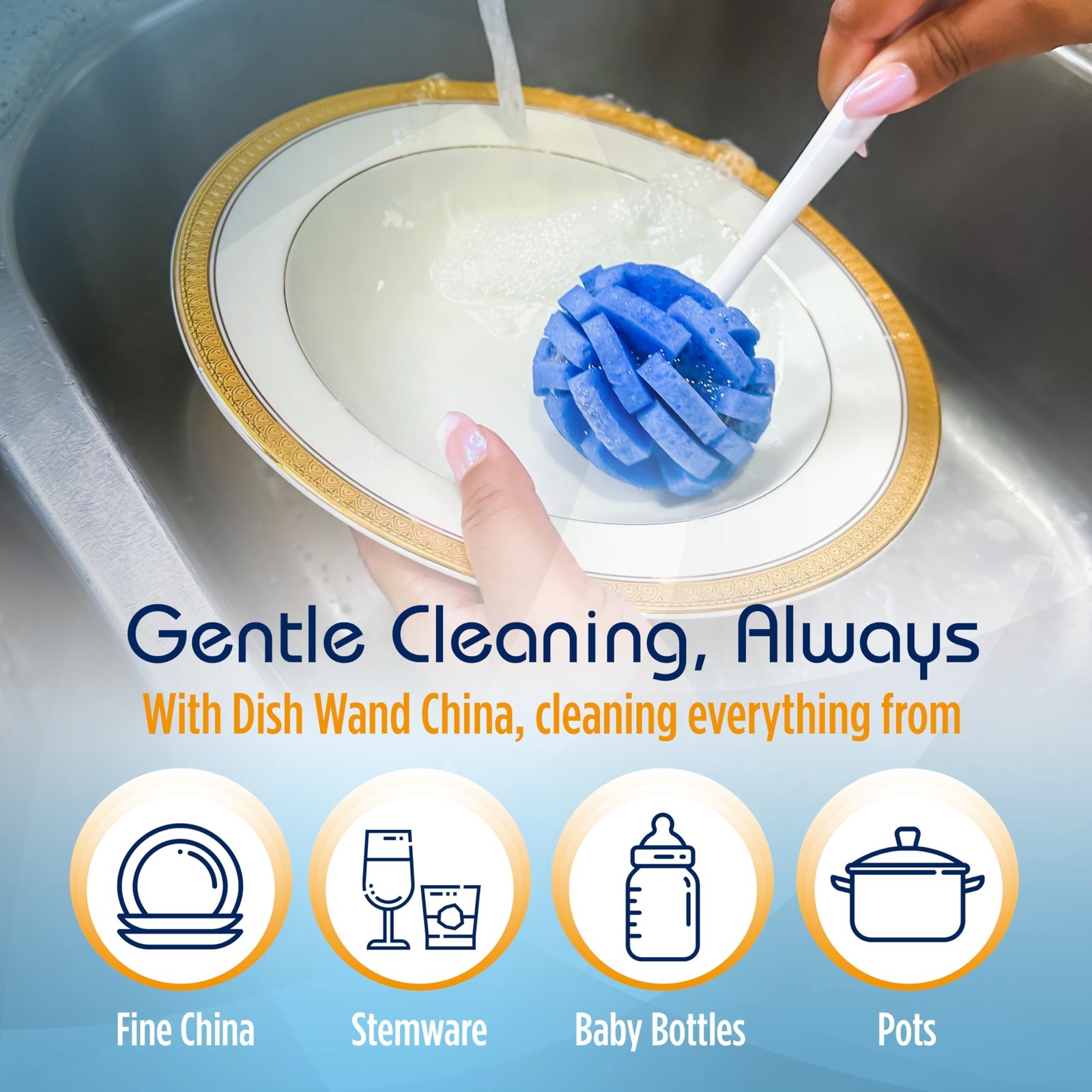 Compac Home Dish Wand China Durable Foam Sponge Petals Brush and Clean Dishes…
