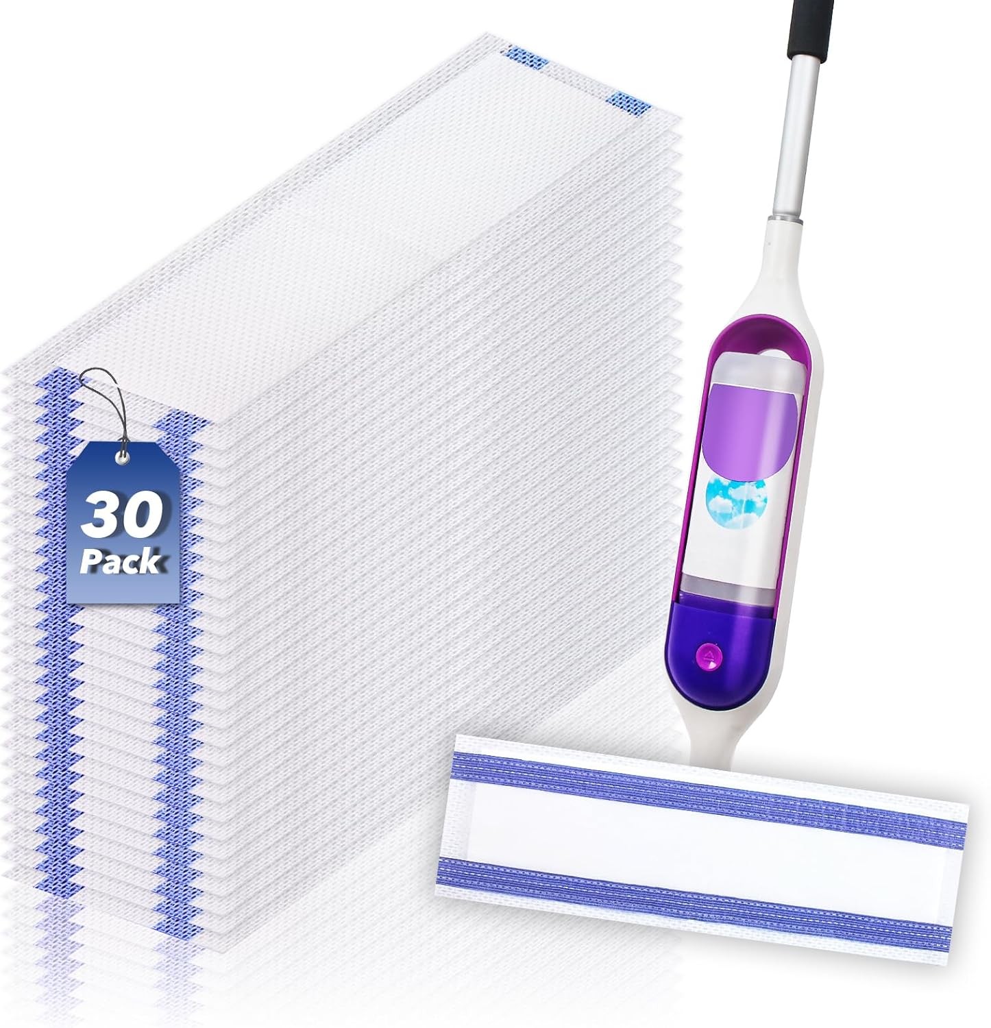 30 Pack Disposable Power Mop Refills Compatible for Swiffer Powermop(13-15In),Th