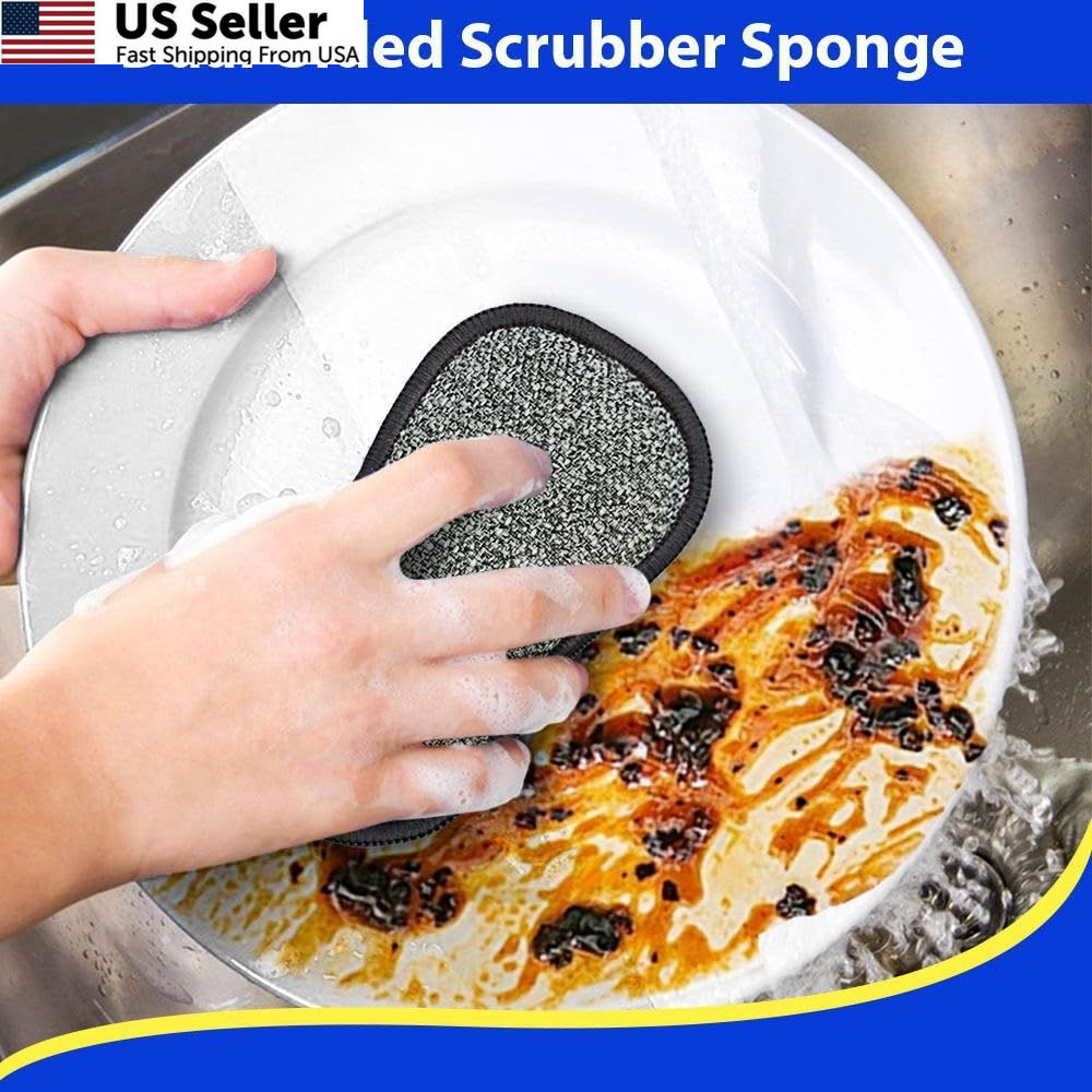 12 Pack Multi-Purpose Scrub Sponges for Kitchen by SmilePowo Non-Scratch 12