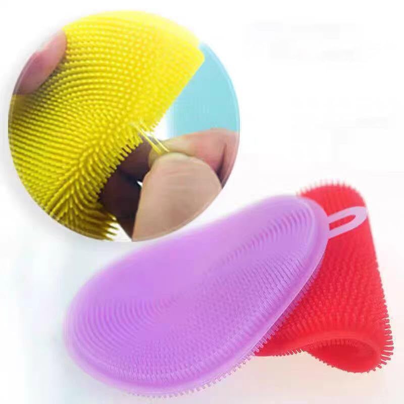 Silicone Dish Scrubber, 12 Count Reusable Sponges for Kitchen Washing