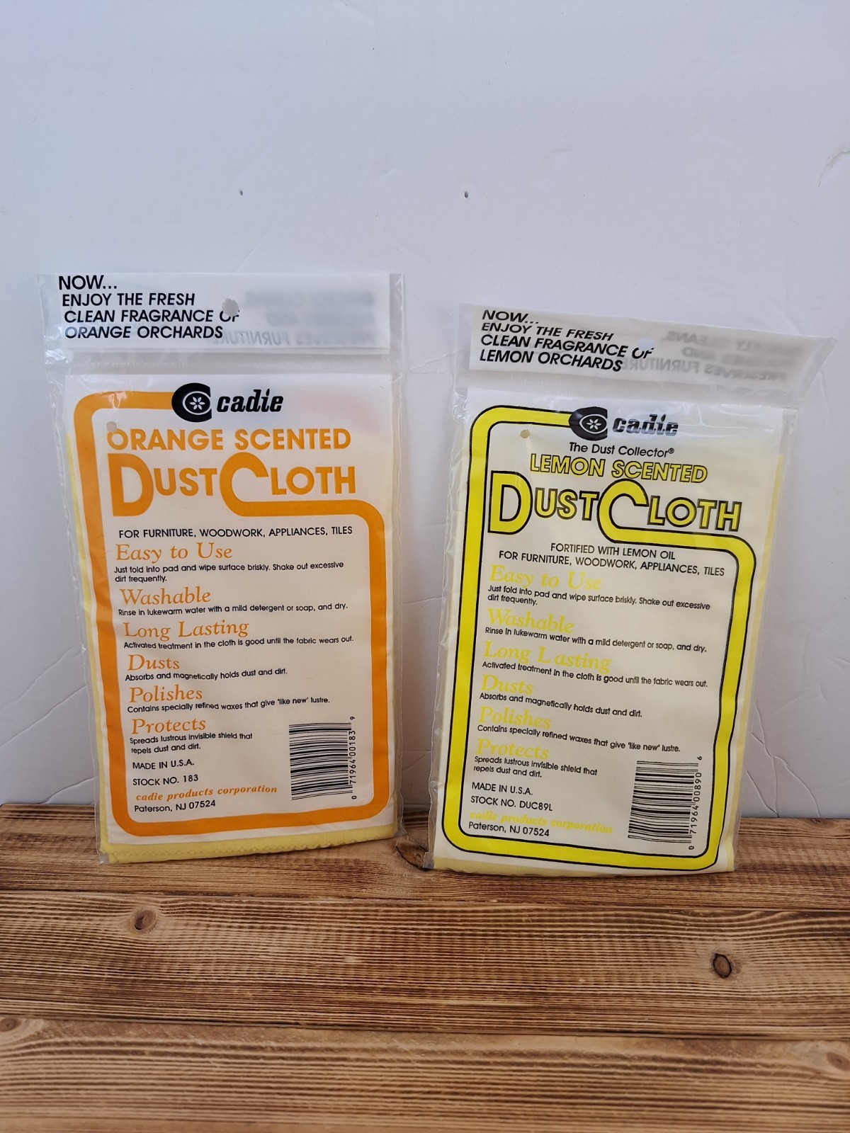 Orange And Lemon Scented Cotton Dust Cloth by Cadie New Old Stock Lot 2 Packs