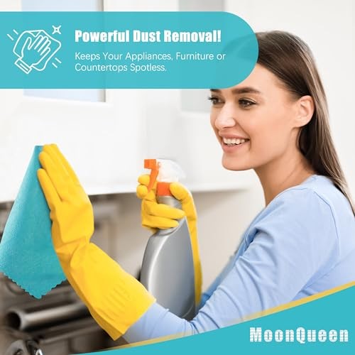 Microfiber Cleaning Cloth – Reusable Cleaning 12 Pack Green/Blue/Yellow/Pink