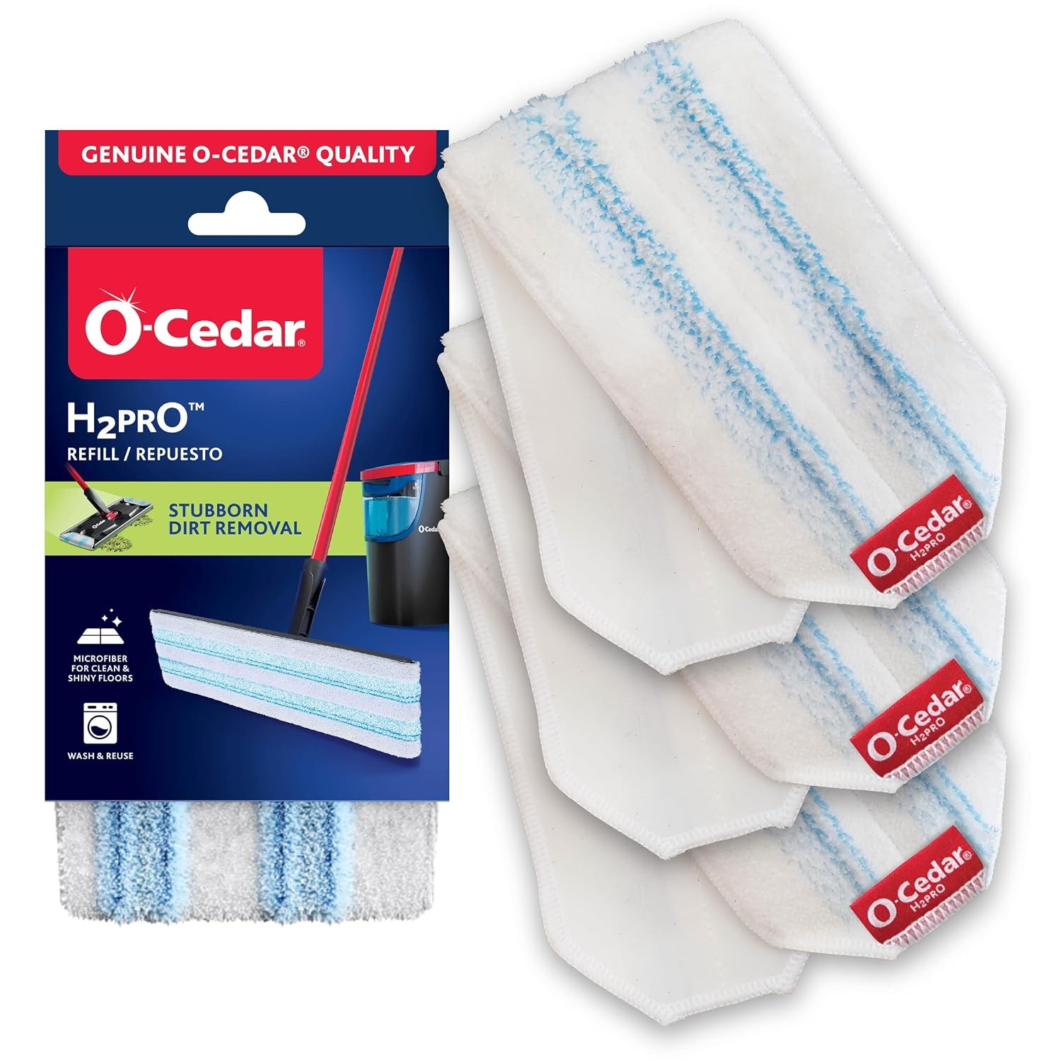 O-Cedar Genuine Microfiber Mop Pad Replacement 3 Count White Microfiber Refill