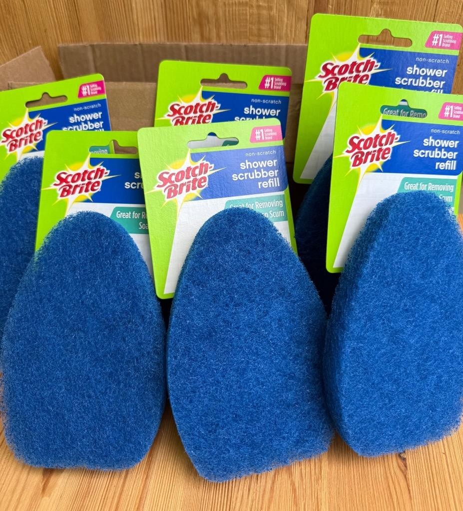 Case Of 6 Scotch Brite Non-Scratch Shower Scrubber Refill Blue Discontinued New
