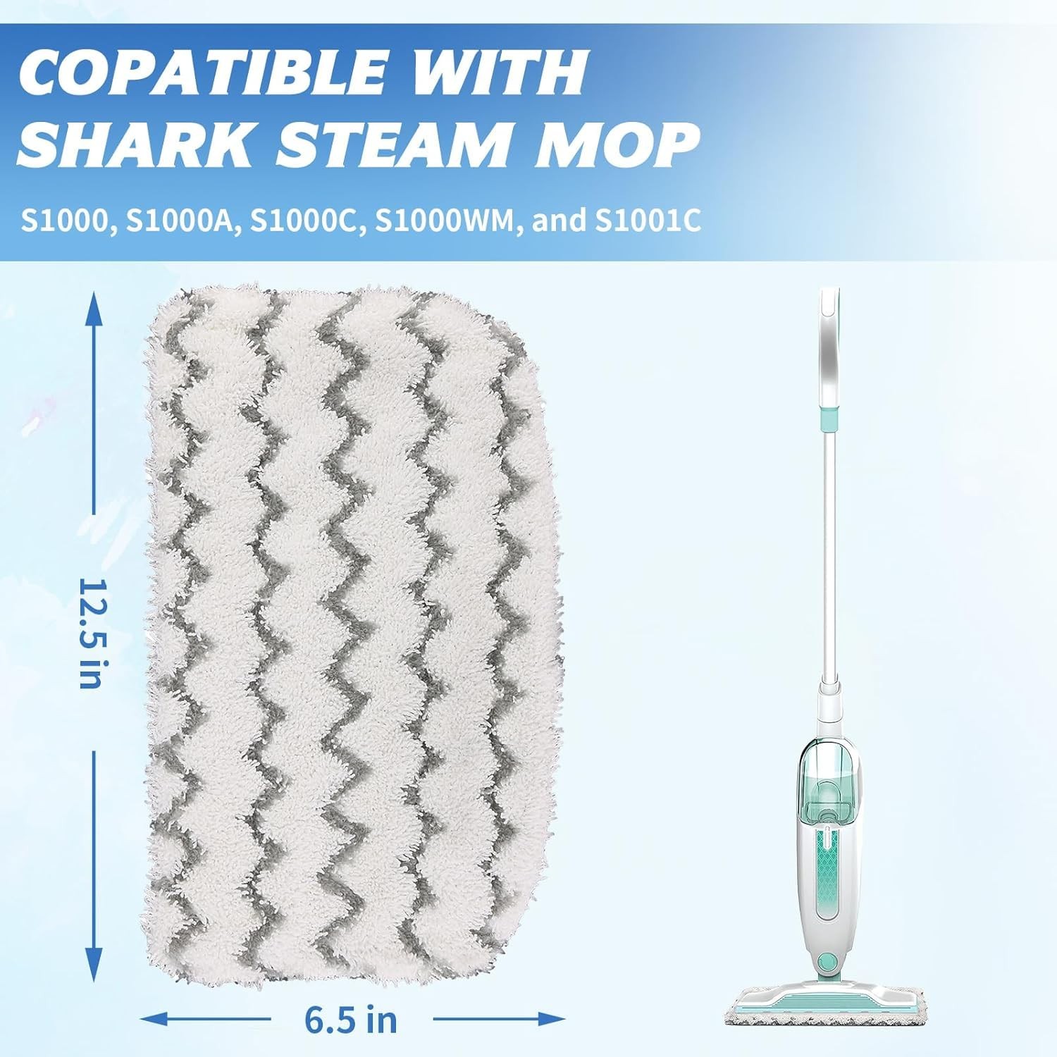 6 Pack Microfiber Steam Mop Pads Replacement for Shark Steam Mop S1000, S1000…