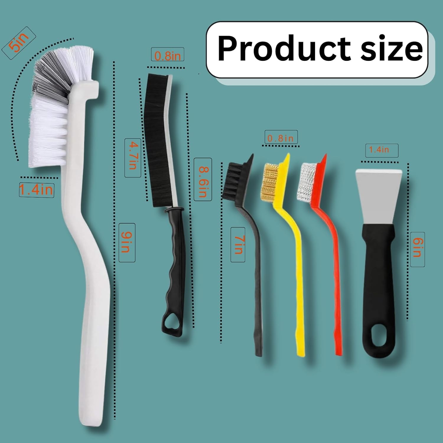 Crevice Cleaning Brush Set 11-Piece Multi-Purpose Hard & Soft Bristle Brushes fo