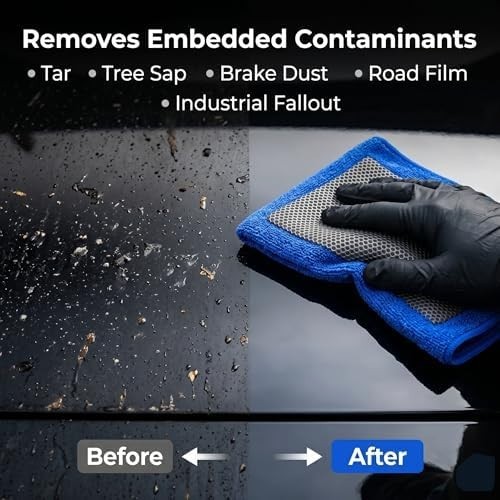 NADUSEP Clay Towel for Auto Detailing – Synthetic Clay Bar Towel 12″ x 12″ – Reu