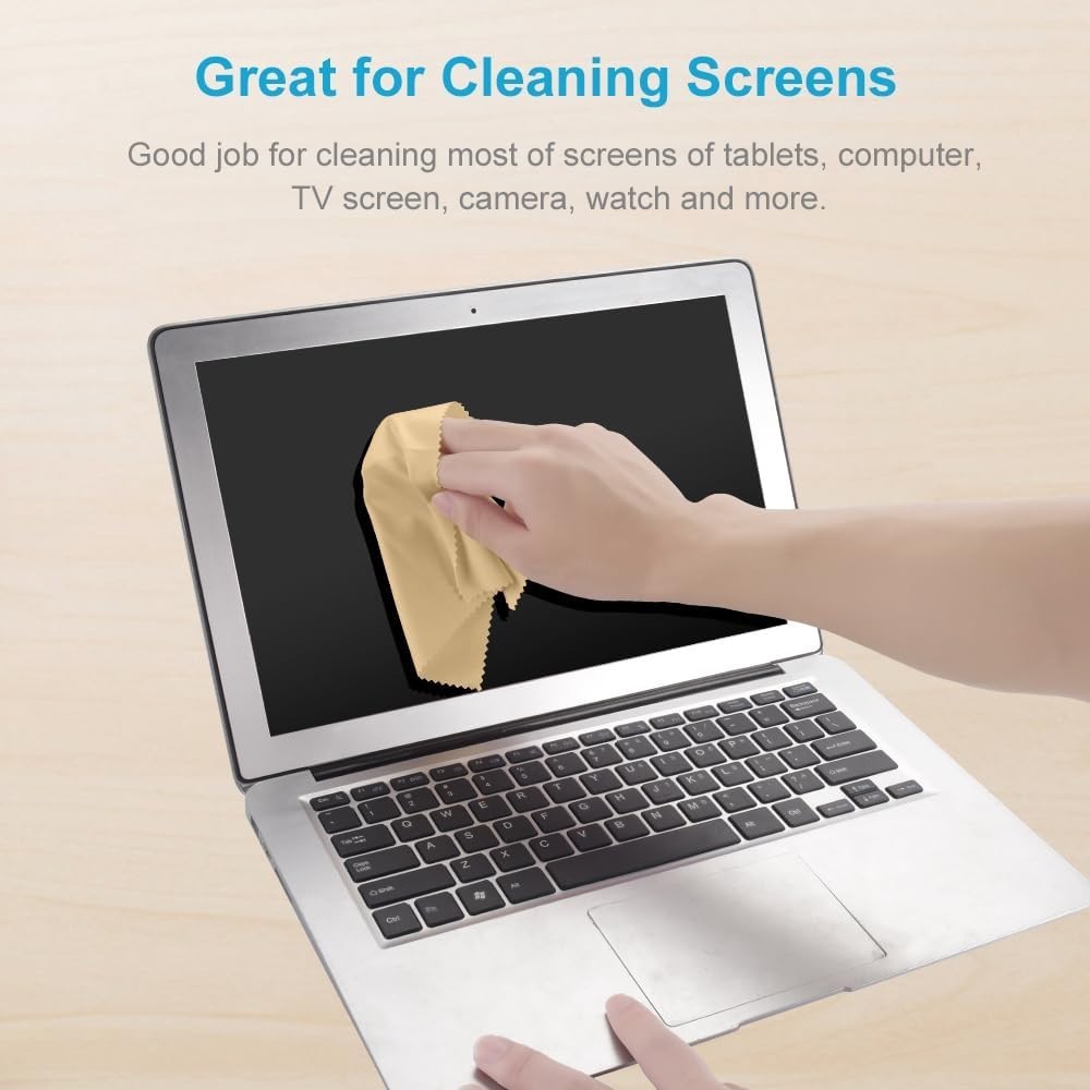 8 Individual Wrapped Microfiber Cloths 6×7” – Screen Wipes for Eyeglasses & More