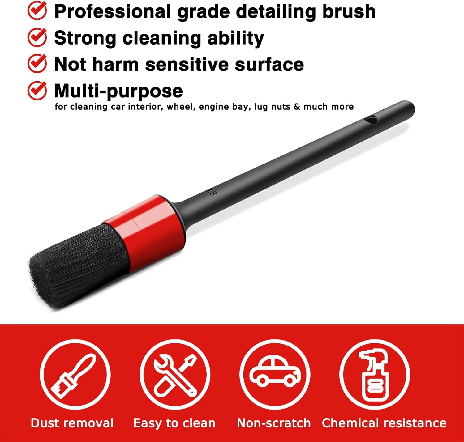 Car Detailing Brush Set Interior Cleaning Kit Soft Bristle Auto Dashboard Vent T