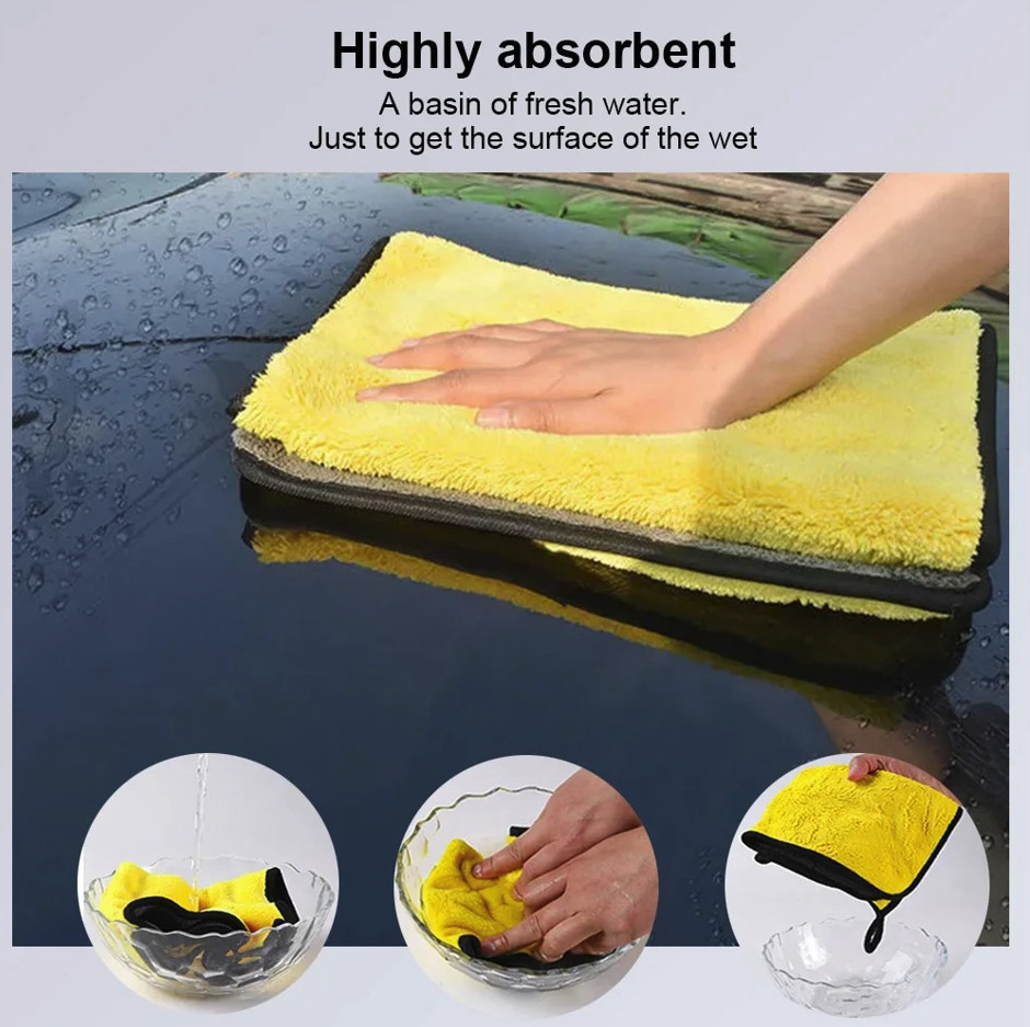 3pcs Microfiber Car Cleaning Towels: Absorbent Wash & Drying Detailing Cloth