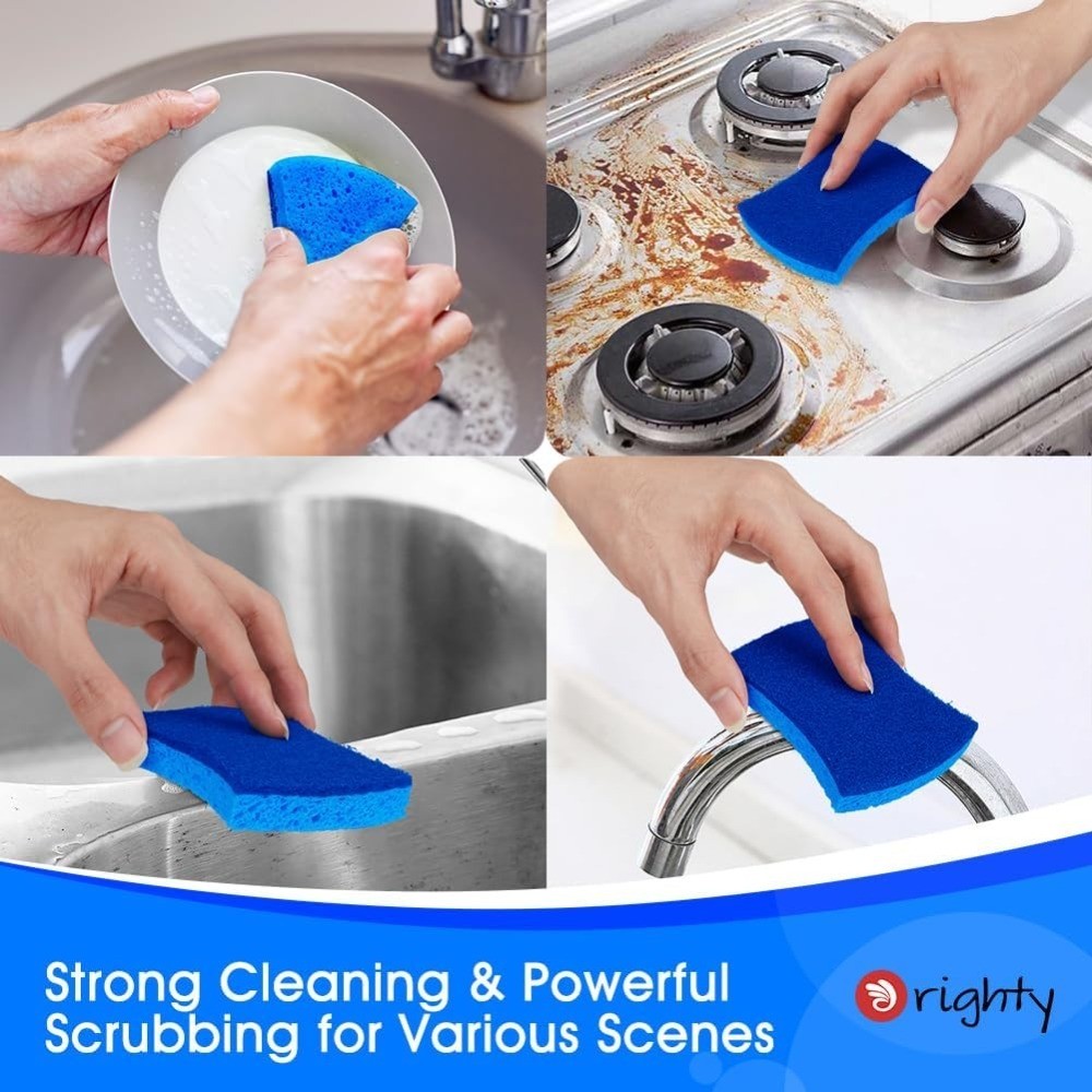 Non-Scratch Scrub Sponges, 24 Pack Kitchen Sponge Cleaning Sponge | Dual Side