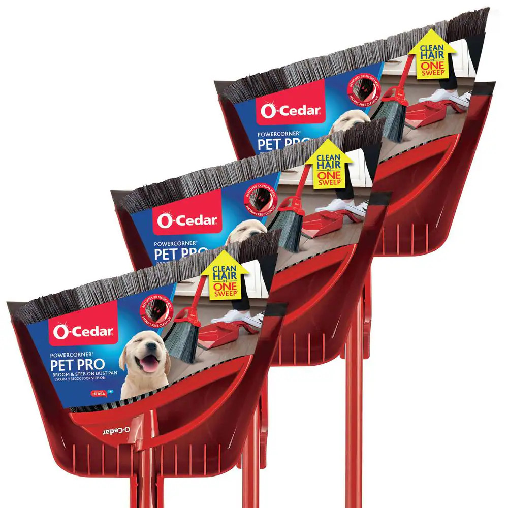 Power Corner Pet Pro Angle Broom with Step on Dust Pan (3-Pack) Free Shipping Ne