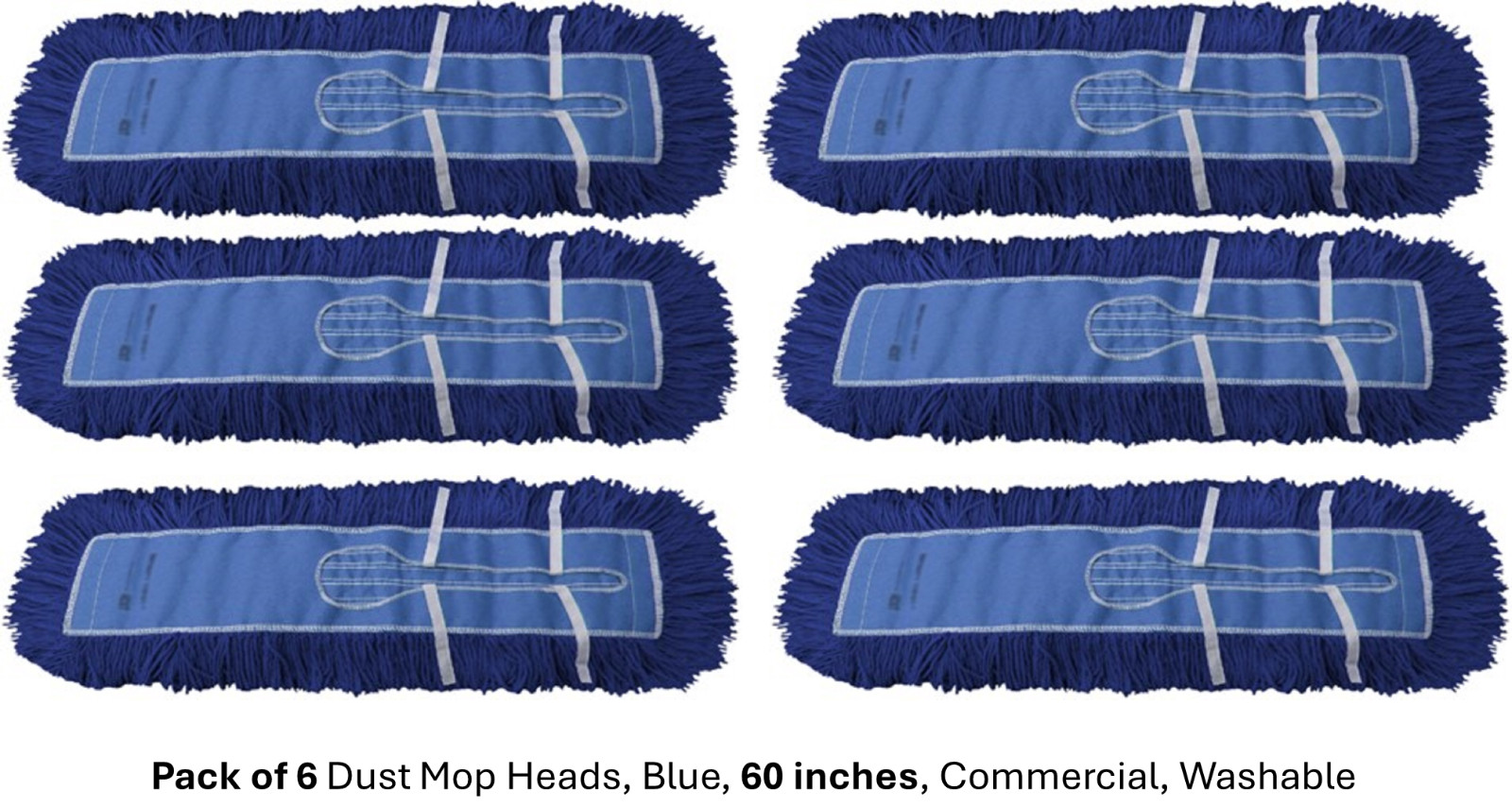 Dust Mop Head Blue 60″ Industrial Heavy Duty Mop Refill Replacement PACK OF 6