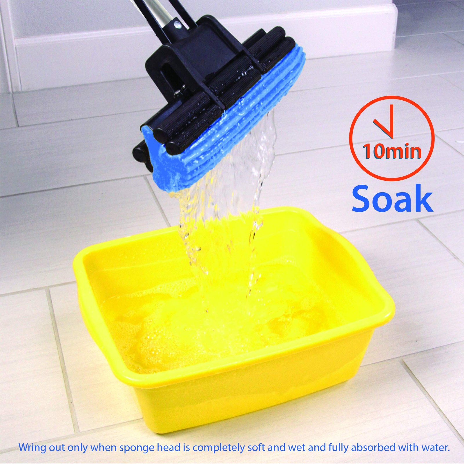 Kitchen + Home PVA Sponge Roller Mop – 11″ Quadruple Roller All Purpose Floor…