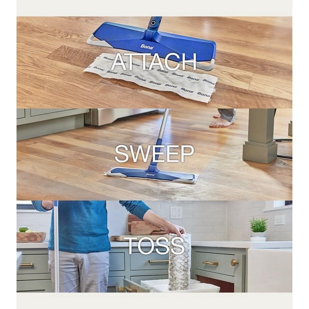 3 BOXES Bona 16.6 in. Heavy-Duty Disposable Dry Sweeping Refill Pads Unscented,