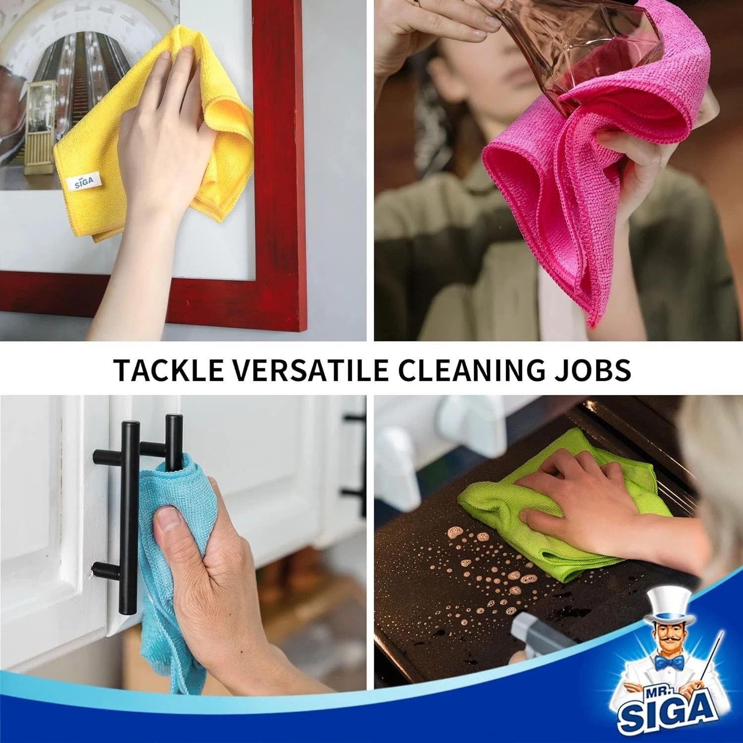 Microfiber Cleaning Cloth Set – 12 Pack of 12.6″ Ultra Absorbent Towels