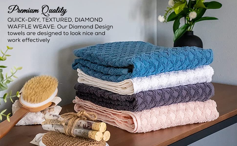 Simpli-Magic 79446 Diamond Bath Towels Set, 6 Piece Set, 2 Bath Towels, 2 Hand
