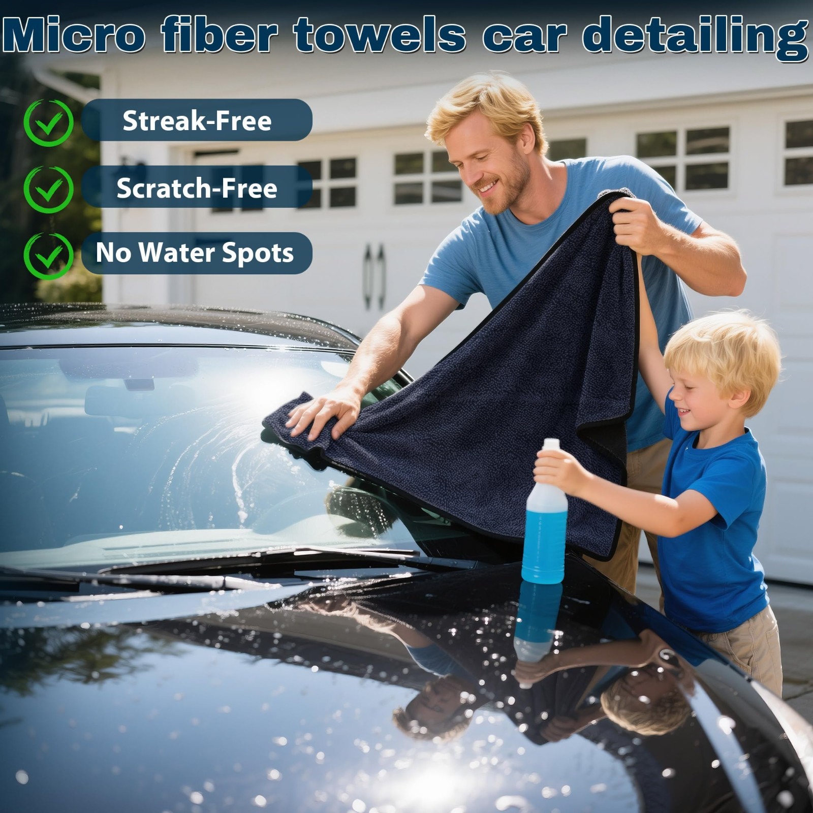 4PC Microfiber Car Drying Towel Kit 36×24 Professional Detailing Cleaning Cloth